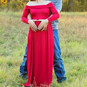 Red Maternity Photography Dress